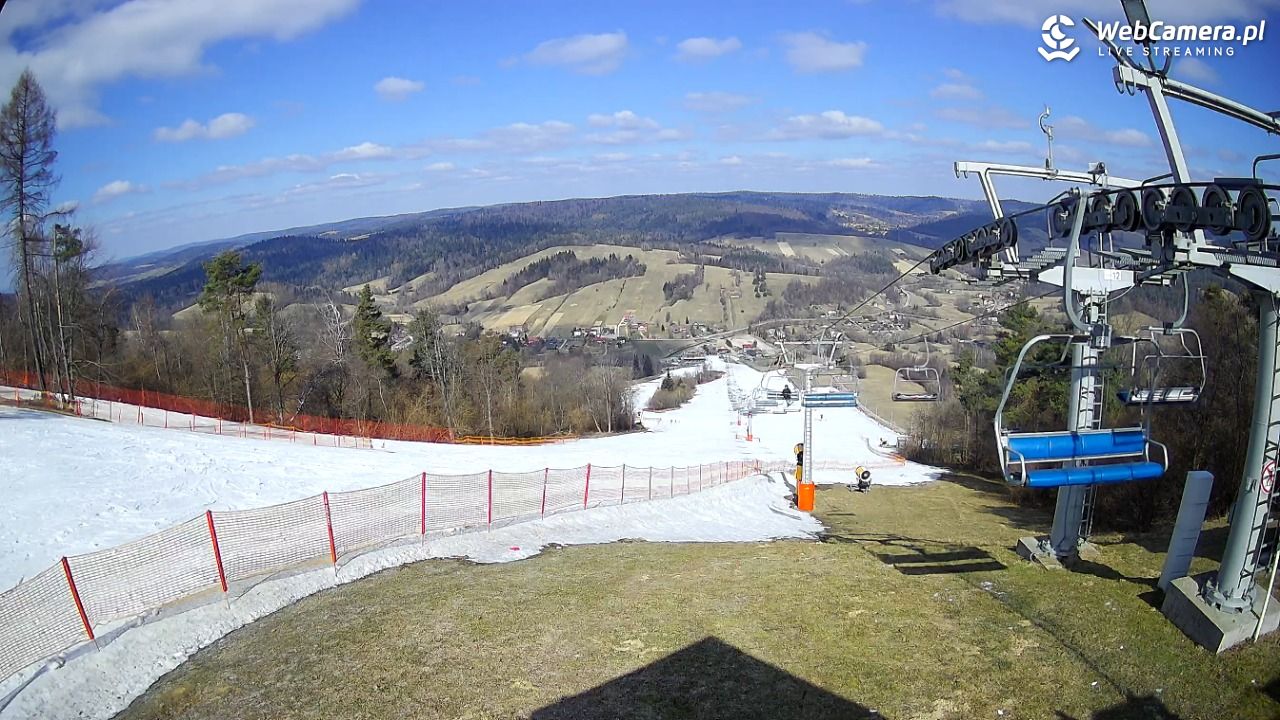 BIESZCZAD.ski Wańkowa - widok z górnej stacji narciarskiej - 21 marzec 2026, 12:17