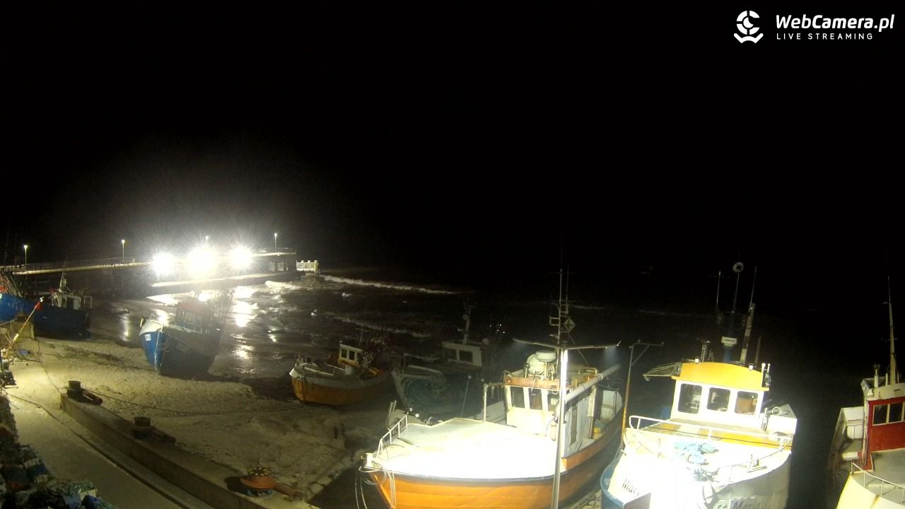 CHŁOPY - widok na kutry rybackie - 25 styczeń 2026, 22:04