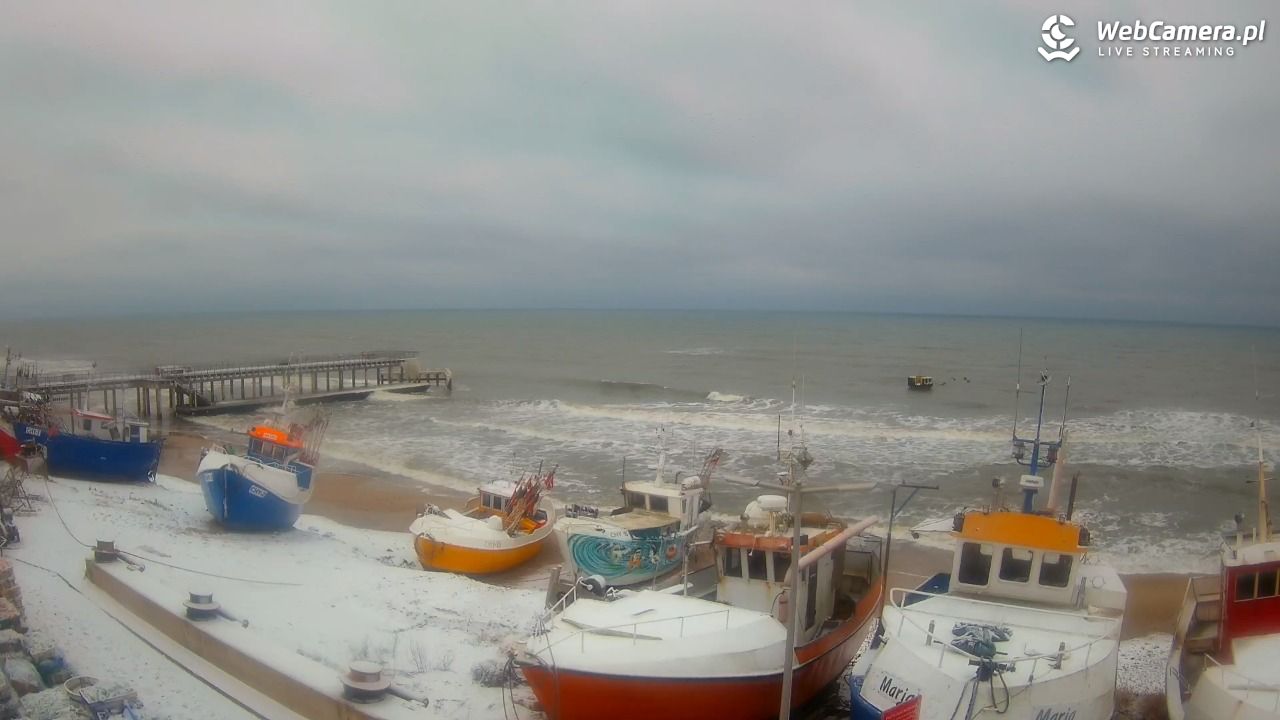 CHŁOPY - widok na kutry rybackie - 28 styczeń 2026, 10:55