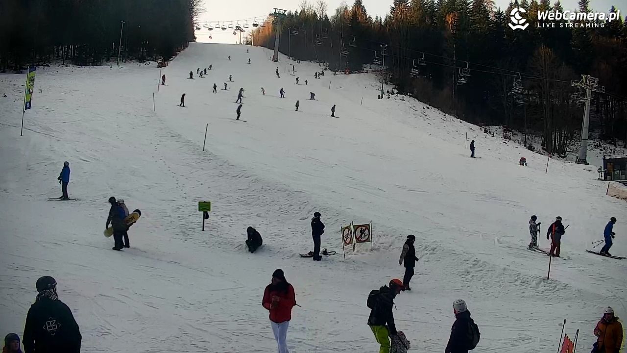 Rzyki - widok na dolny stok i orczyk w Czarnym Groniu - 17 styczeń 2026, 13:03