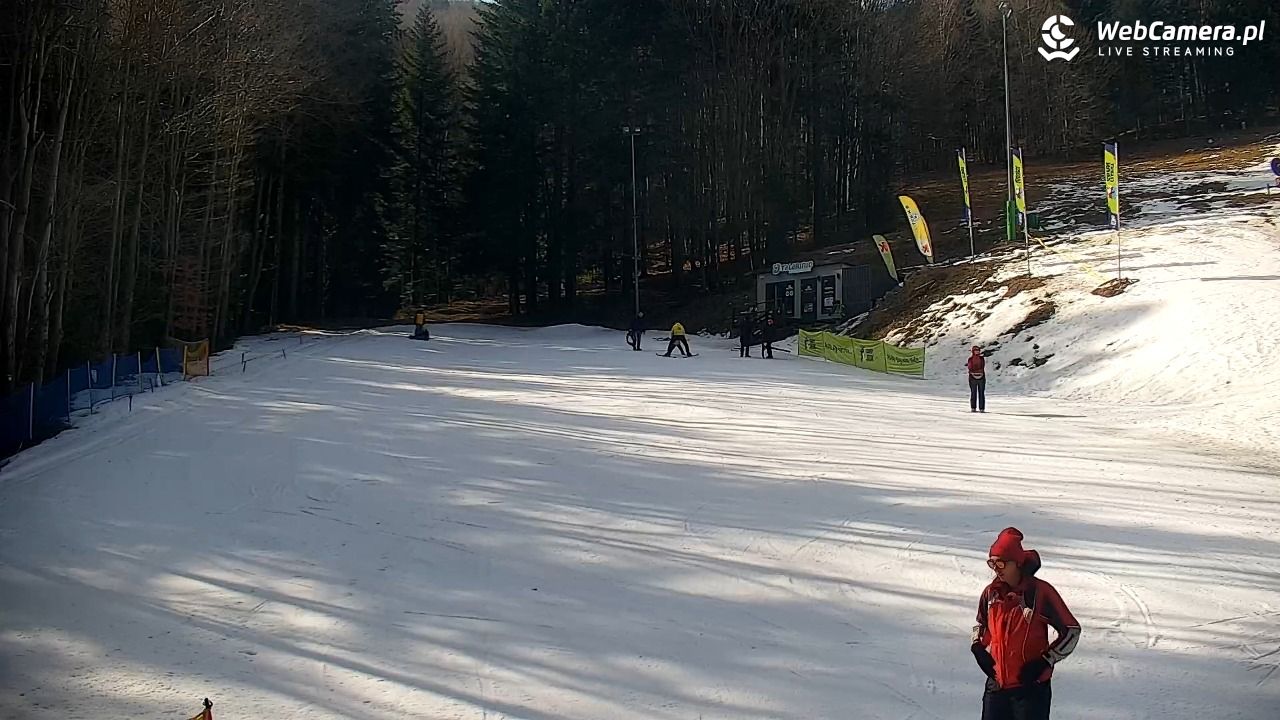 Rzyki - widok na dolny stok i orczyk w Czarnym Groniu - 08 marzec 2026, 10:33