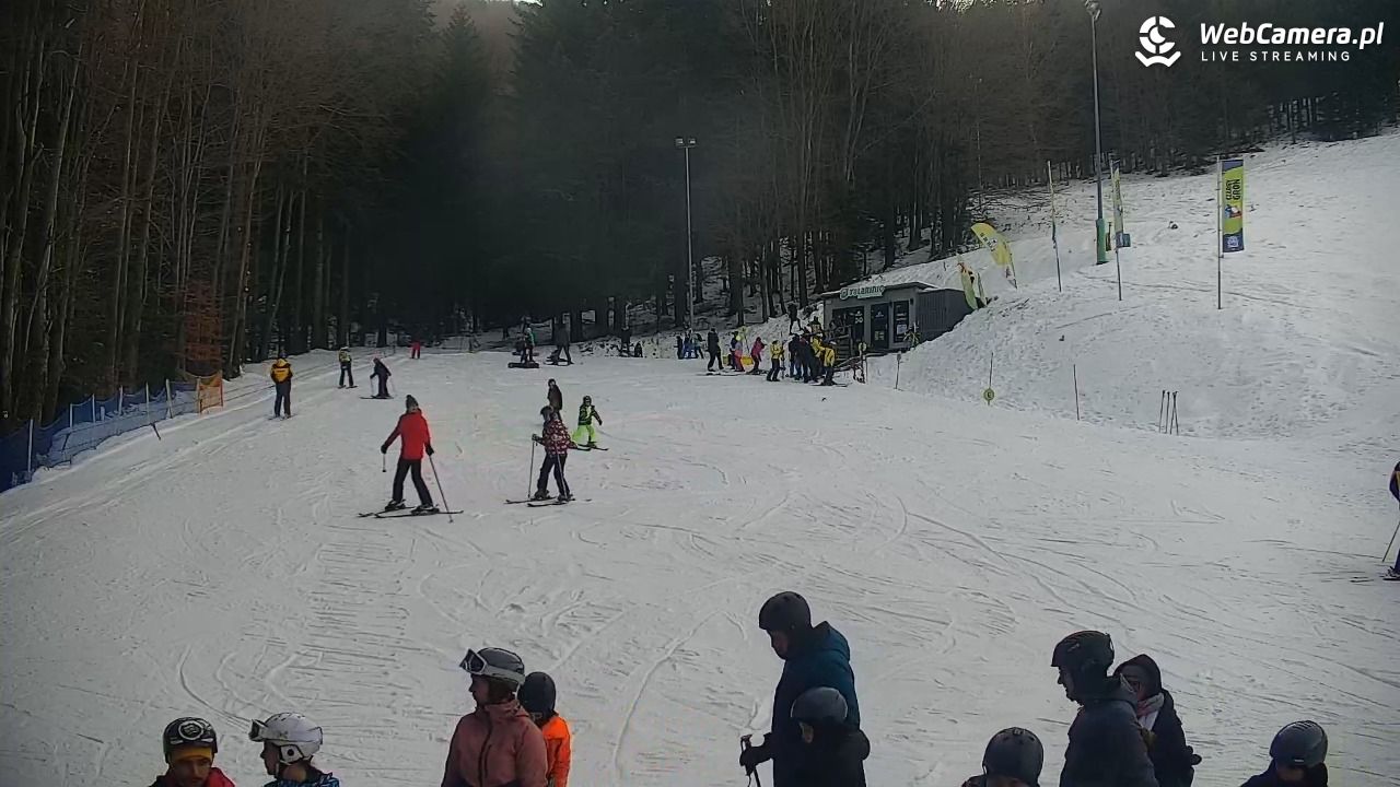 Rzyki - widok na dolny stok i orczyk w Czarnym Groniu - 18 styczeń 2026, 15:00