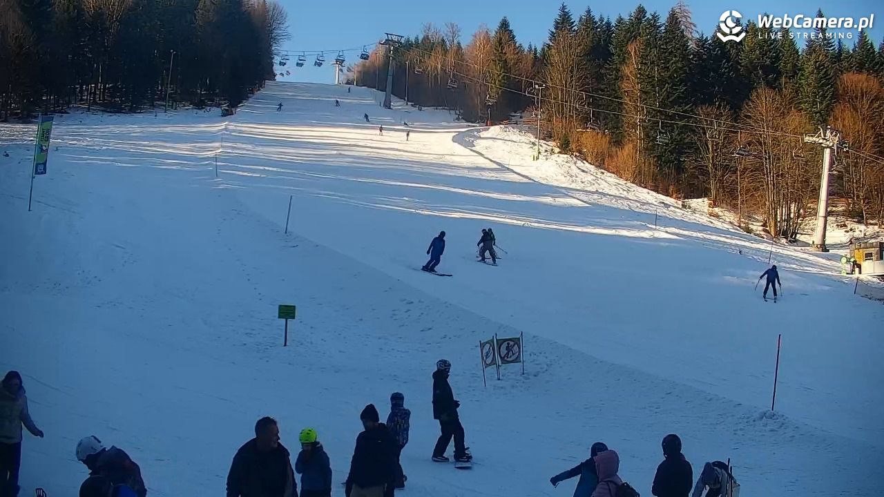 Rzyki - widok na dolny stok i orczyk w Czarnym Groniu - 18 styczeń 2026, 10:28