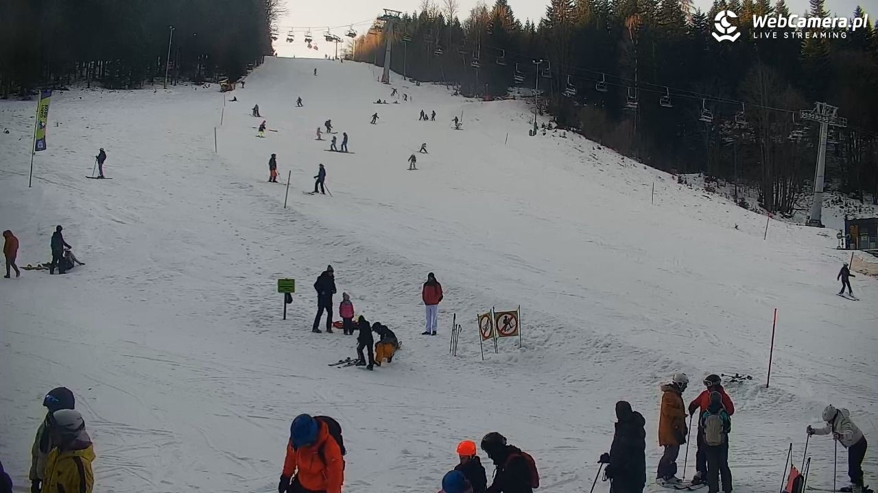 Rzyki - widok na dolny stok i orczyk w Czarnym Groniu - 17 styczeń 2026, 13:14