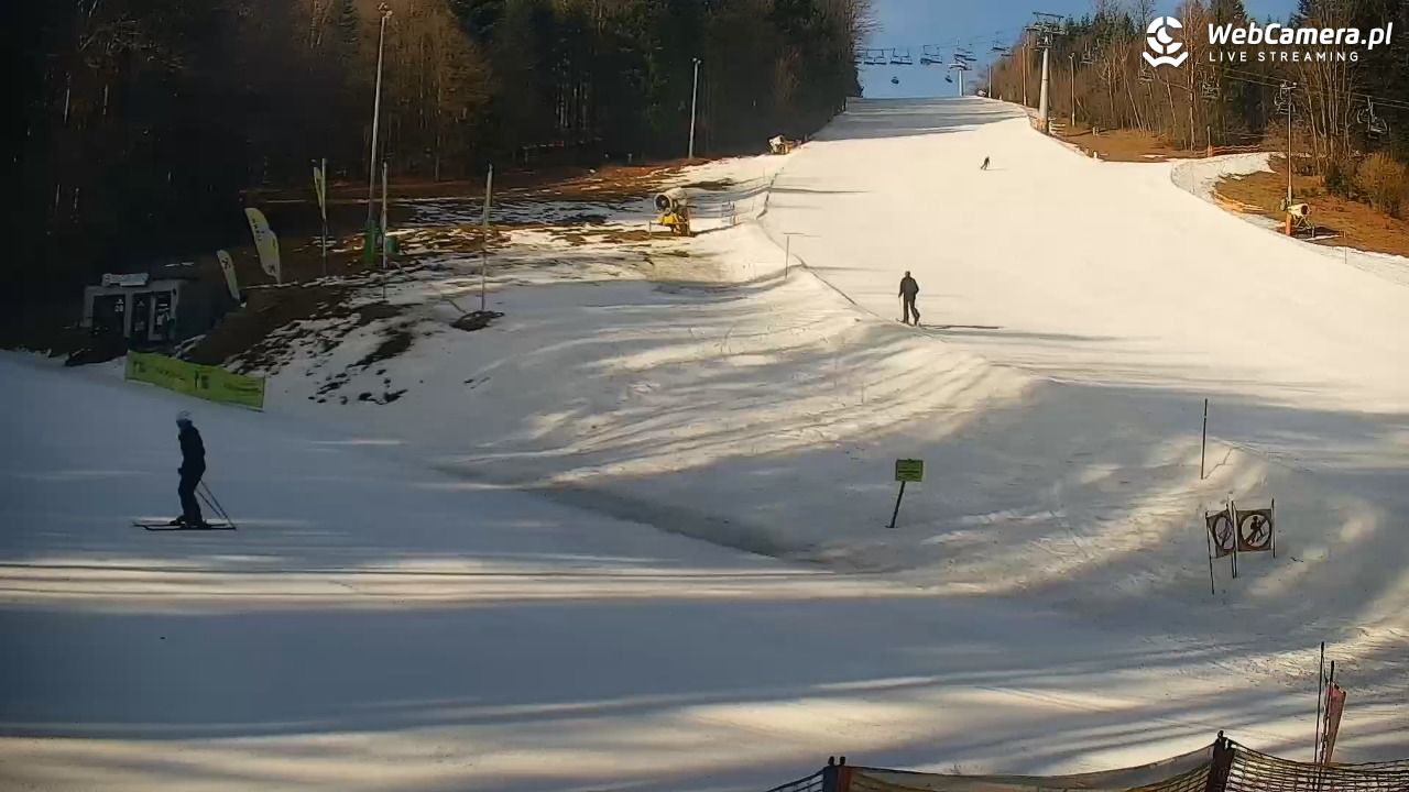 Rzyki - widok na dolny stok i orczyk w Czarnym Groniu - 08 marzec 2026, 08:22