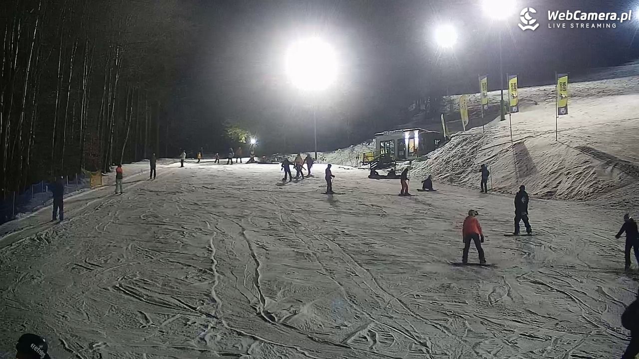 Rzyki - widok na dolny stok i orczyk w Czarnym Groniu - 17 styczeń 2026, 18:45