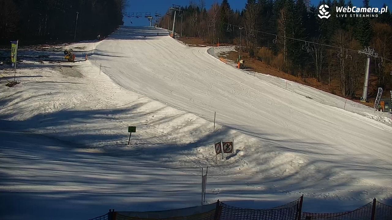 Rzyki - widok na dolny stok i orczyk w Czarnym Groniu - 05 marzec 2026, 09:35