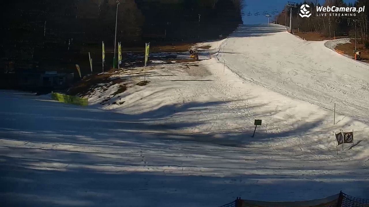 Rzyki - widok na dolny stok i orczyk w Czarnym Groniu - 09 marzec 2026, 09:28