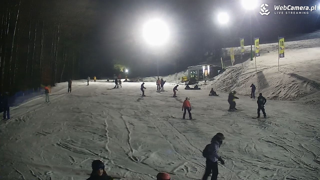 Rzyki - widok na dolny stok i orczyk w Czarnym Groniu - 17 styczeń 2026, 18:45