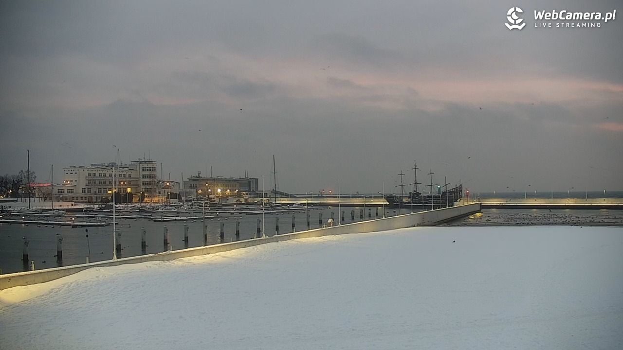 GDYNIA - widok na plażę i marinę - 14 styczeń 2026, 07:44