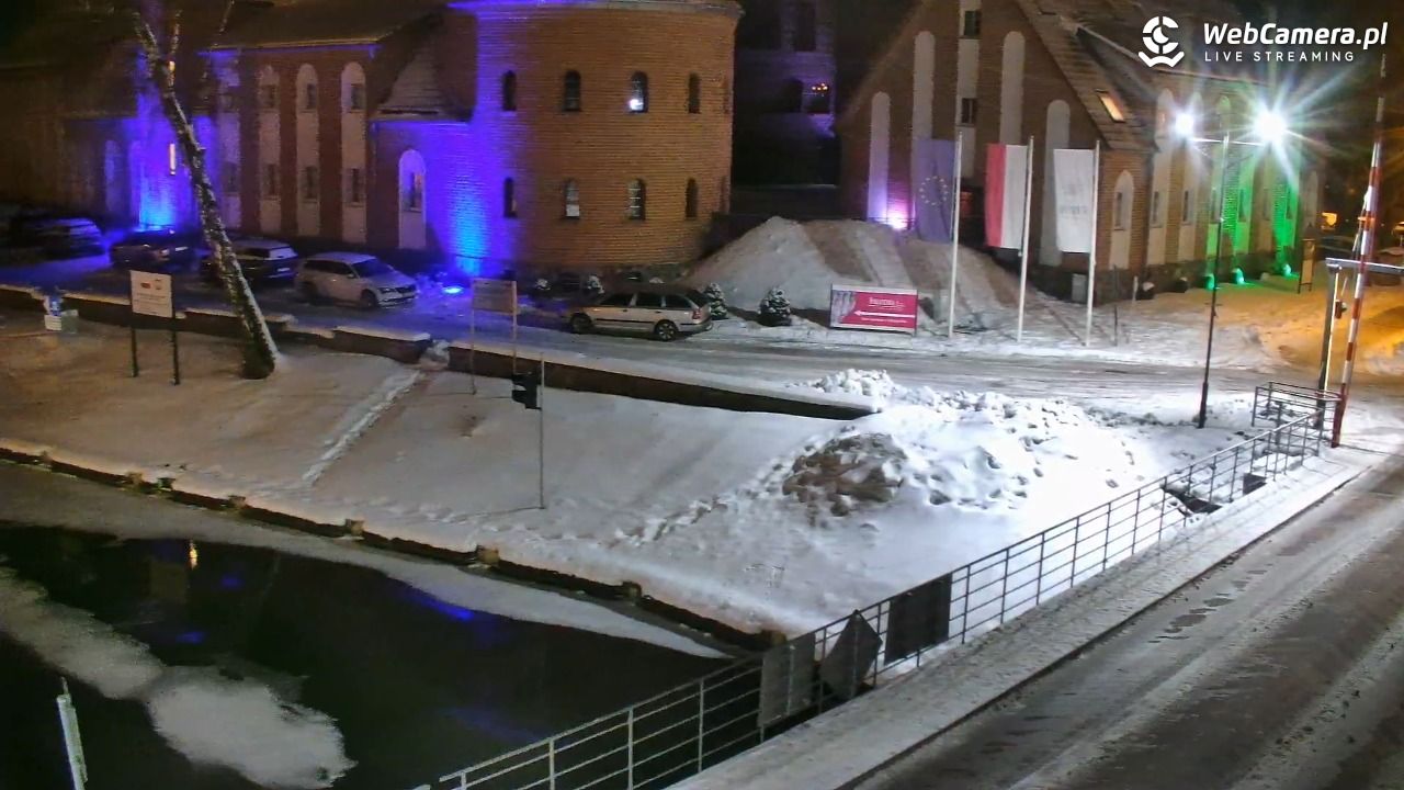 Giżycko - widok na most obrotowy - 15 luty 2026, 00:36