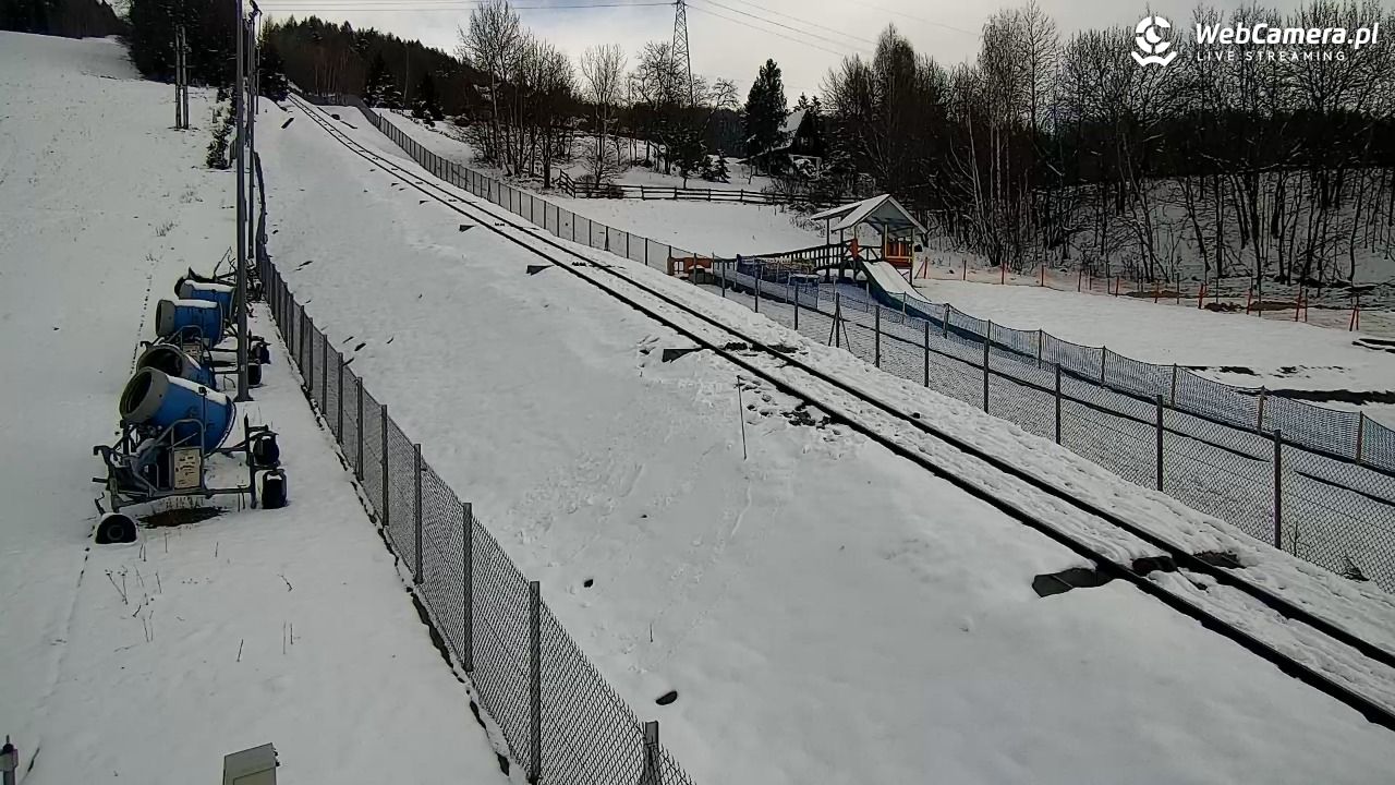 Góra Żar - widok na stację dolną - 21 luty 2026, 10:04