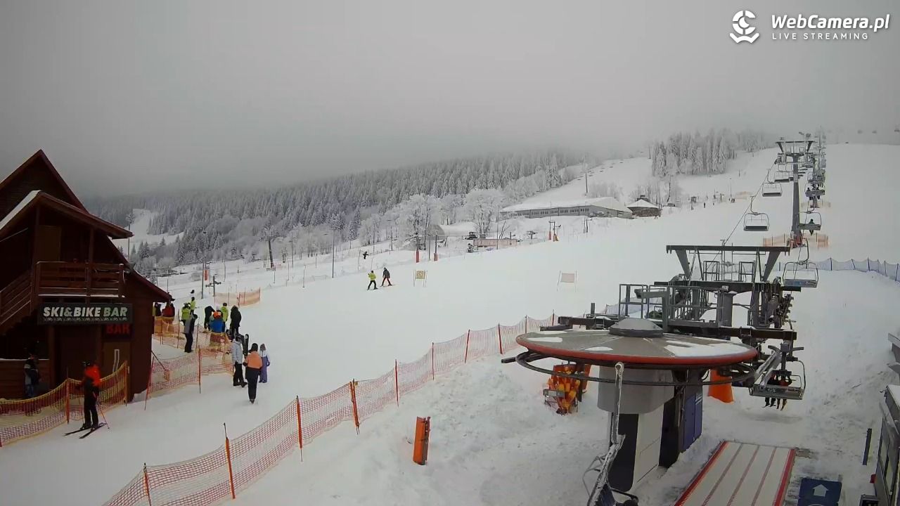 Zieleniec Sport Arena - Gryglówka - widok z dolnej stacji - 20 luty 2026, 09:08