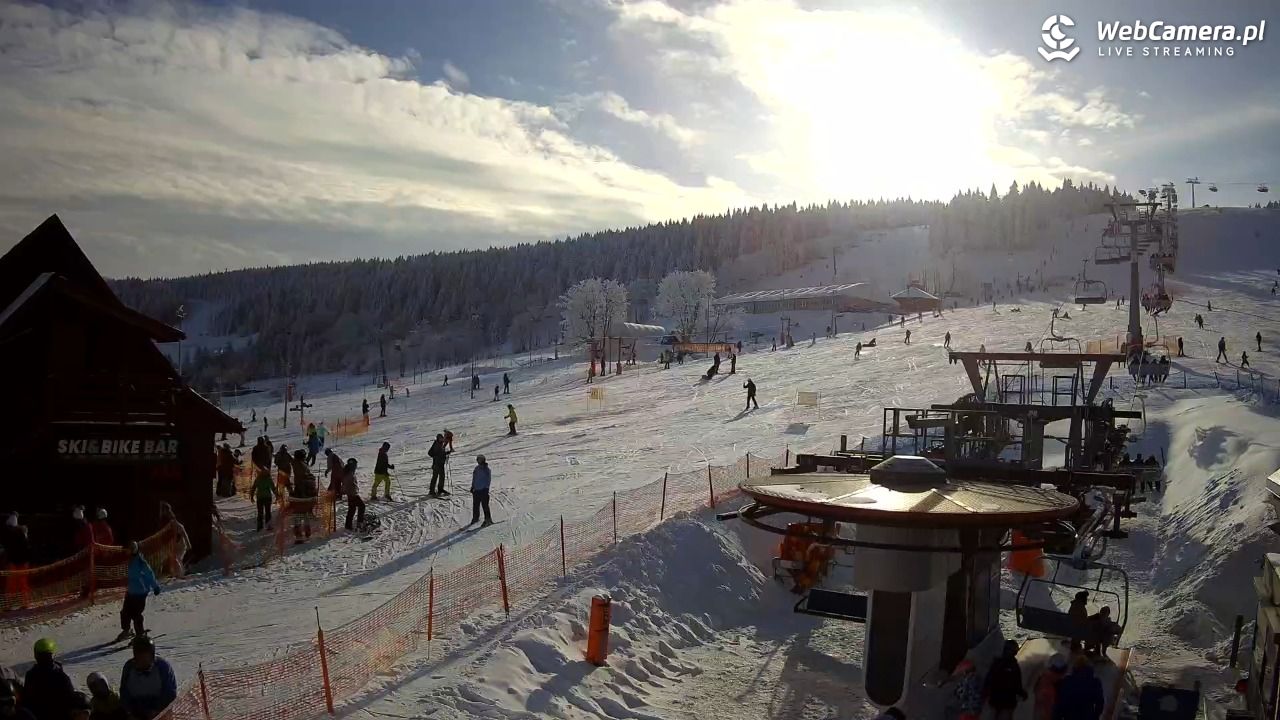 Zieleniec Sport Arena - Gryglówka - widok z dolnej stacji - 20 luty 2026, 14:47