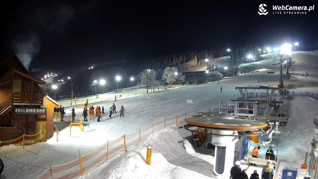 Zieleniec Sport Arena - Gryglówka - widok z dolnej stacji - 20 luty 2026, 18:20