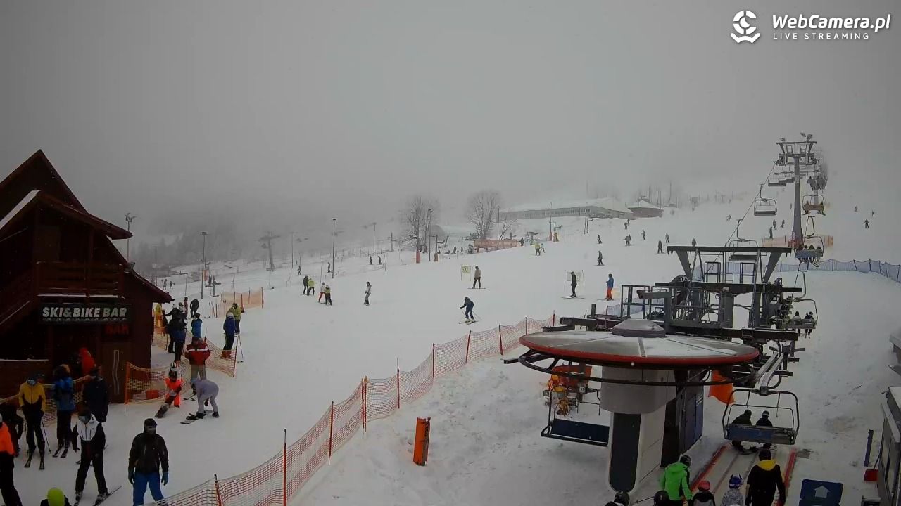 Zieleniec Sport Arena - Gryglówka - widok z dolnej stacji - 21 luty 2026, 10:11