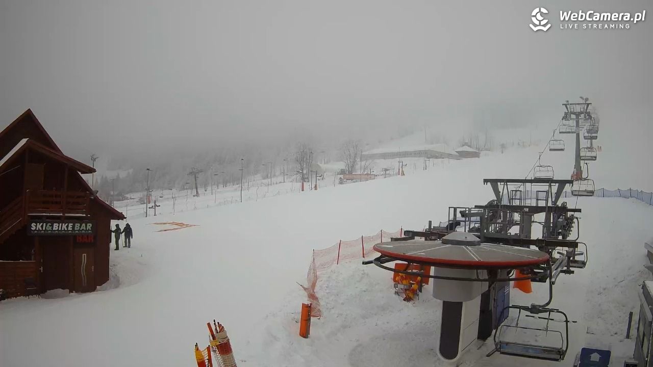 Zieleniec Sport Arena - Gryglówka - widok z dolnej stacji - 21 luty 2026, 08:15