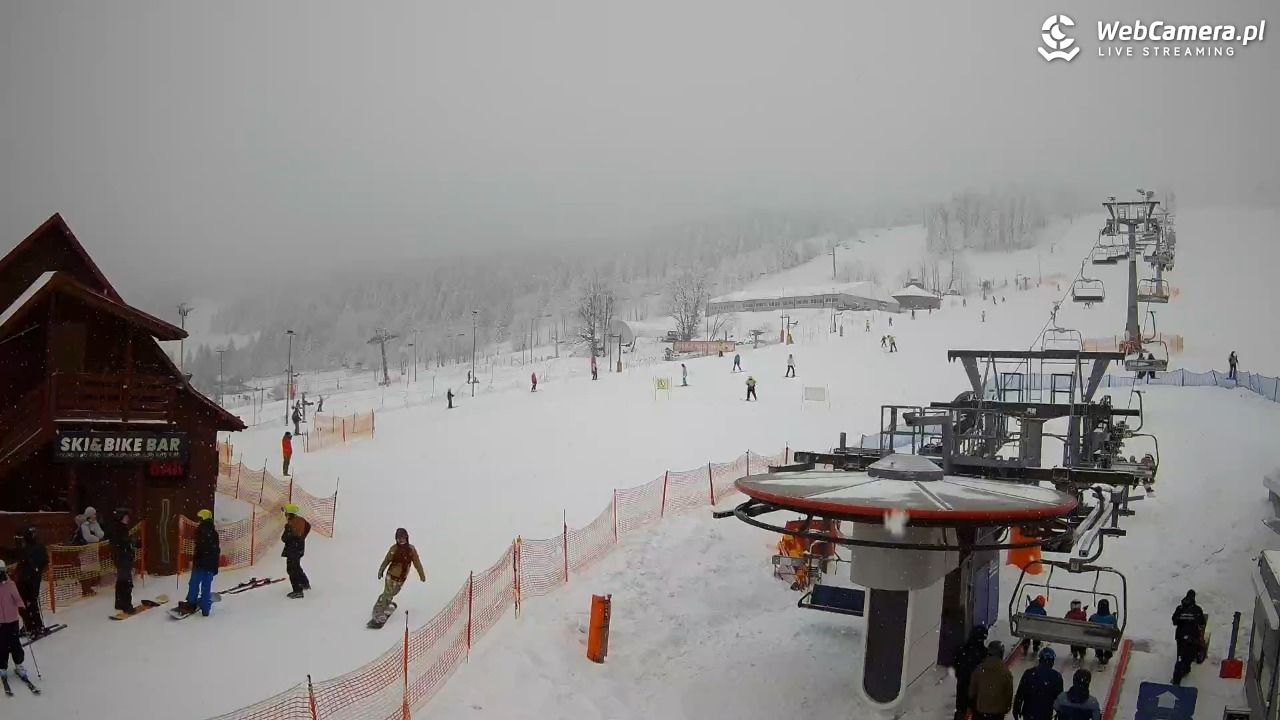 Zieleniec Sport Arena - Gryglówka - widok z dolnej stacji - 21 luty 2026, 09:17