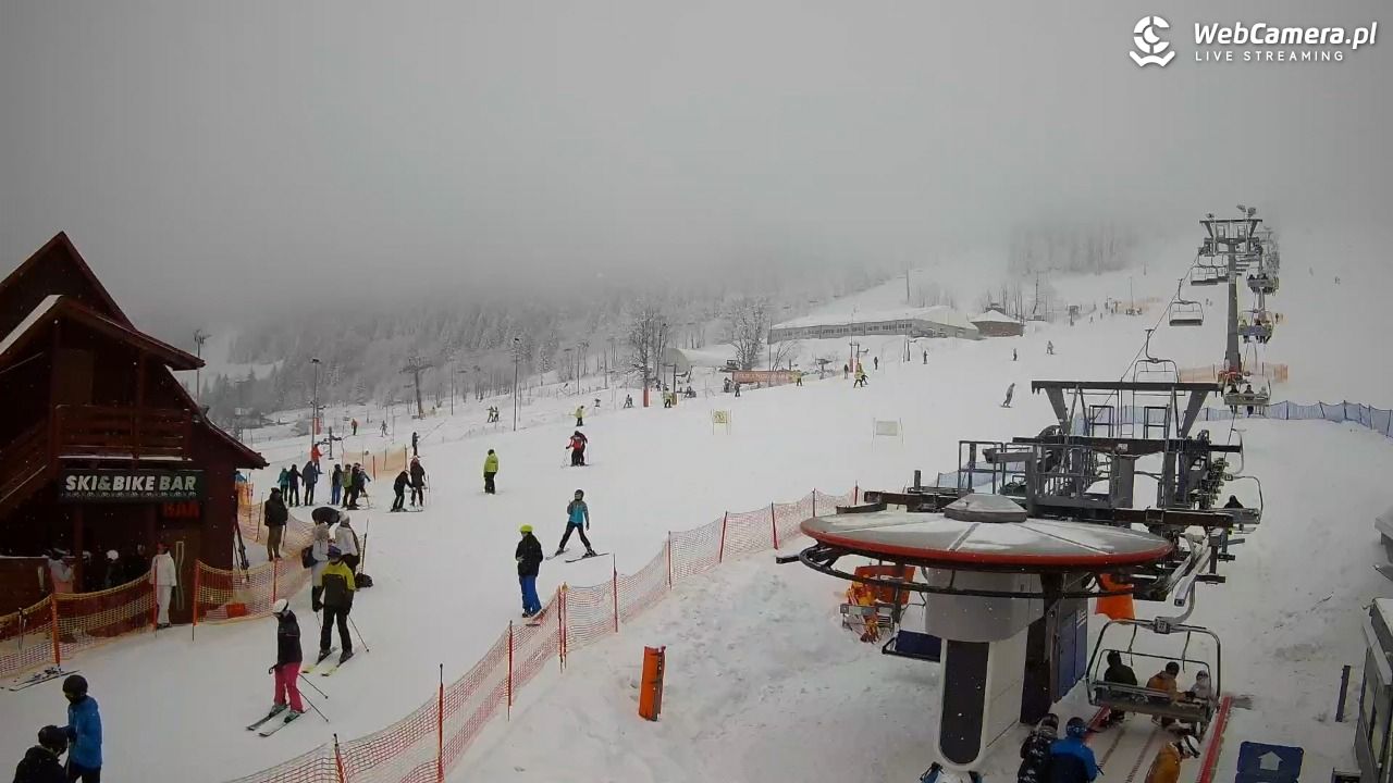 Zieleniec Sport Arena - Gryglówka - widok z dolnej stacji - 21 luty 2026, 09:30