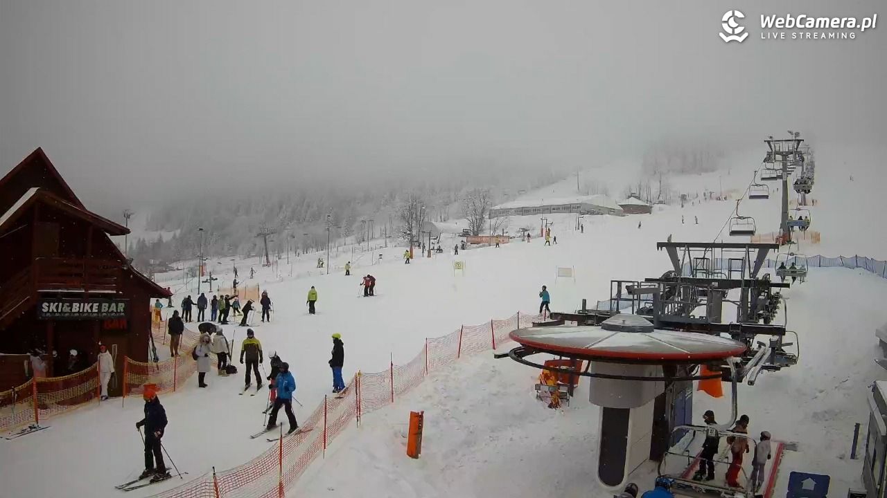 Zieleniec Sport Arena - Gryglówka - widok z dolnej stacji - 21 luty 2026, 09:30