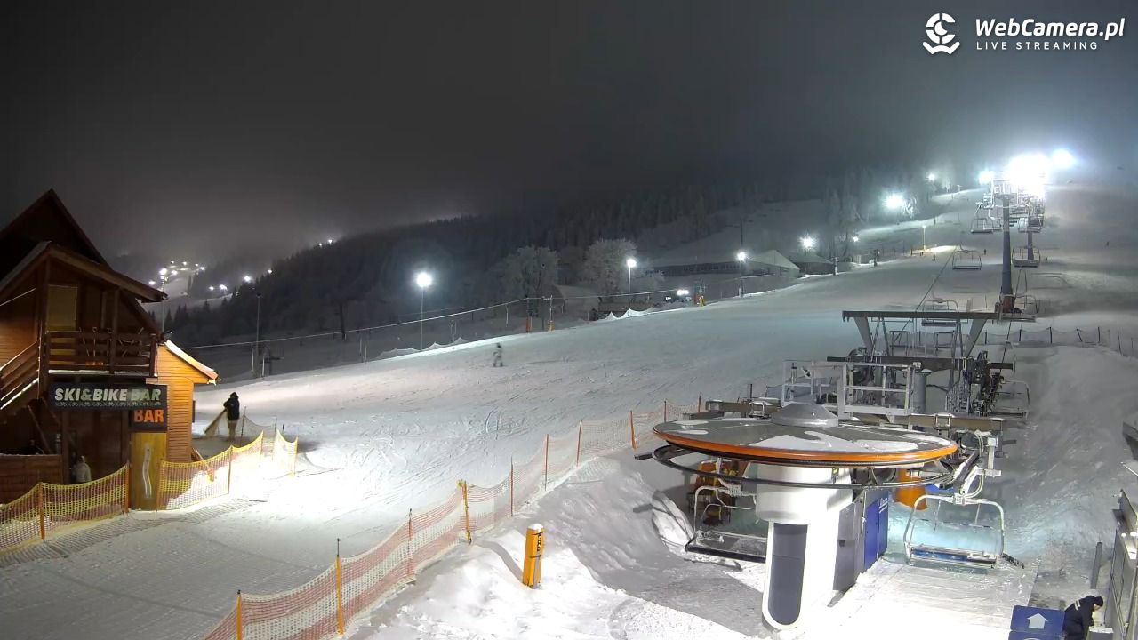 Zieleniec Sport Arena - Gryglówka - widok z dolnej stacji - 19 luty 2026, 20:07