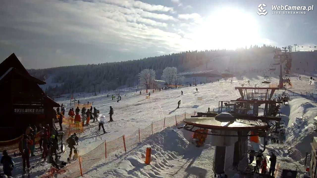 Zieleniec Sport Arena - Gryglówka - widok z dolnej stacji - 20 luty 2026, 15:01