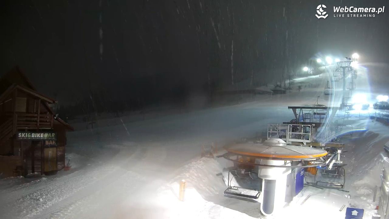 Zieleniec Sport Arena - Gryglówka - widok z dolnej stacji - 21 luty 2026, 20:39