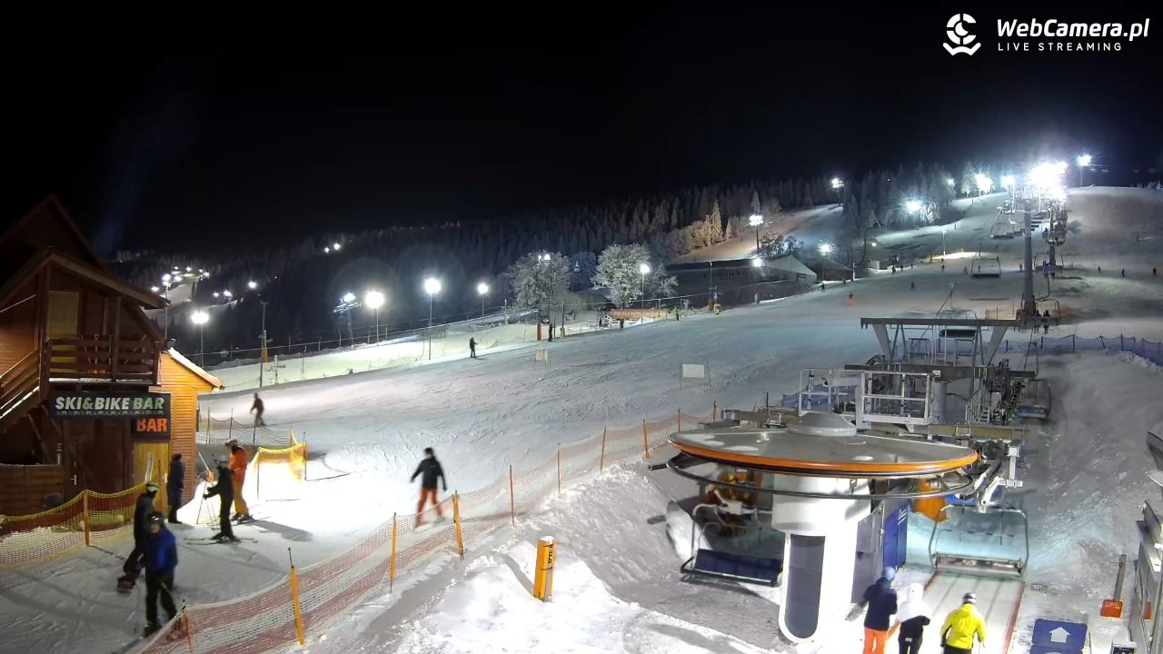 Zieleniec Sport Arena - Gryglówka - widok z dolnej stacji - 20 luty 2026, 19:41