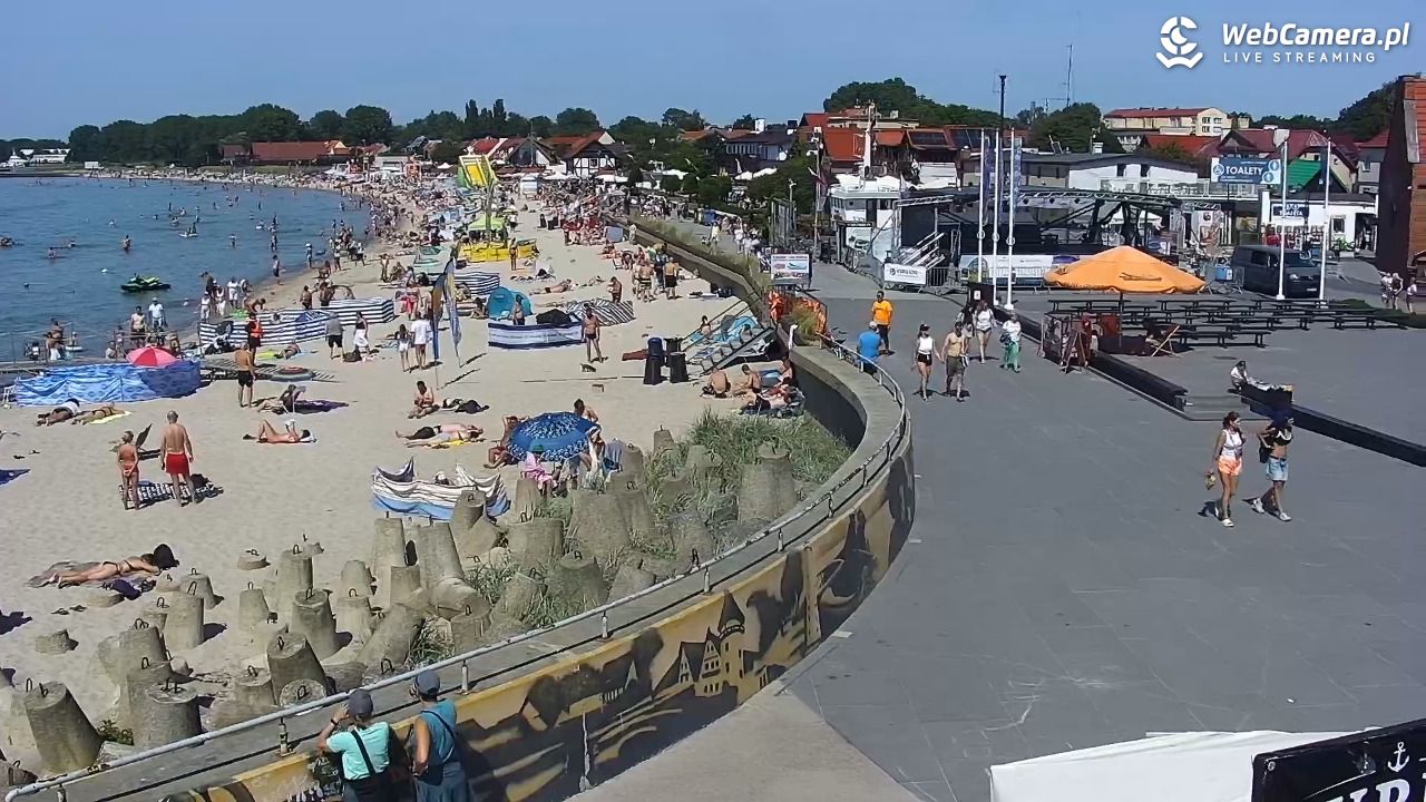 Hel - widok na bulwar i plażę - 14 sierpień 2026, 12:50