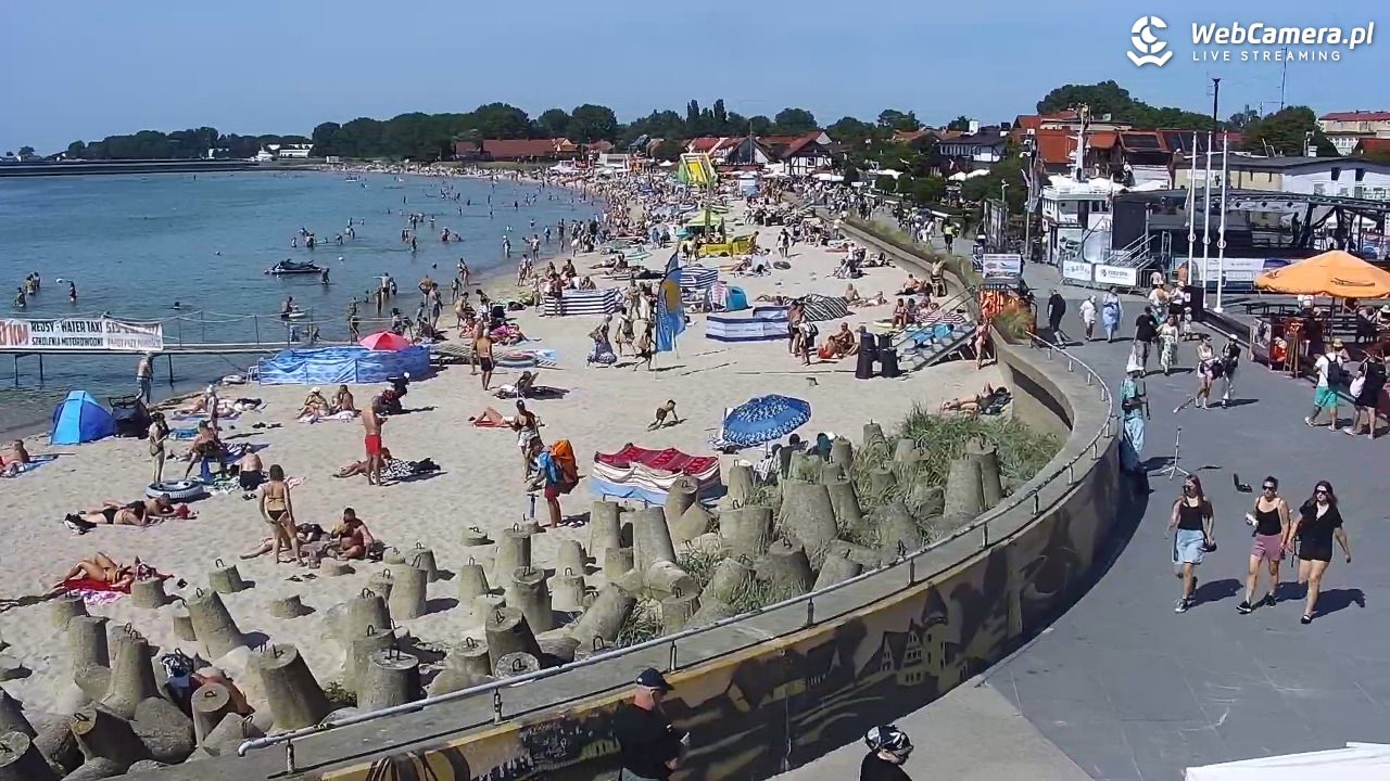 Hel - widok na bulwar i plażę - 14 sierpień 2026, 13:55