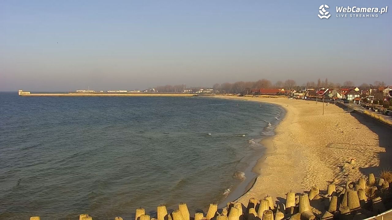Hel - widok na bulwar i plażę - 13 marzec 2026, 08:45