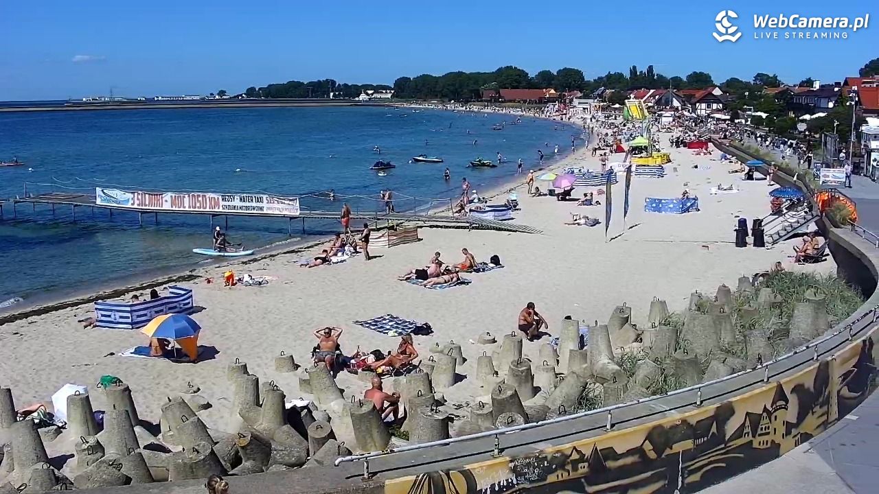 Hel - widok na bulwar i plażę - 13 sierpień 2026, 12:40