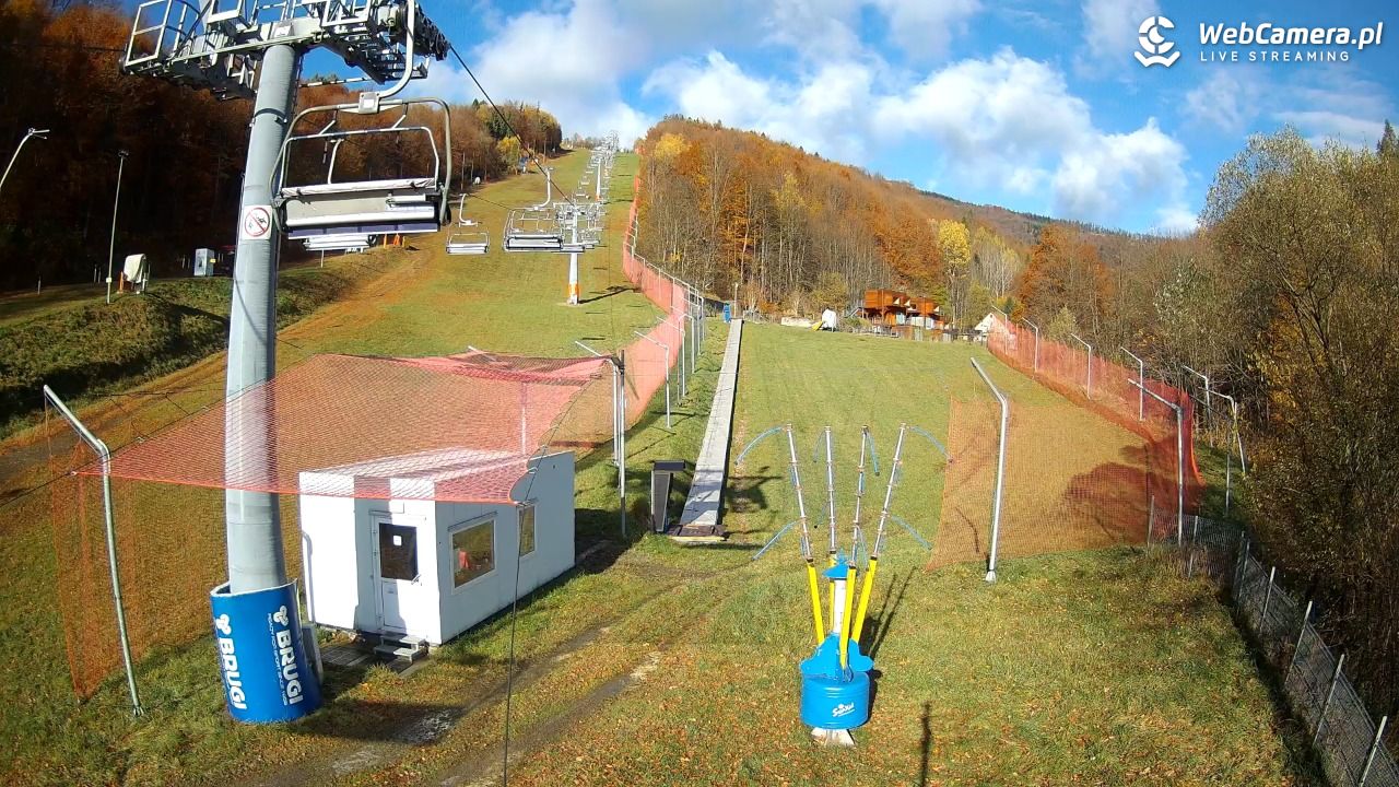 Hotel Stok w Wiśle - widok na tor saneczkowy - 29 październik 2025, 09:33