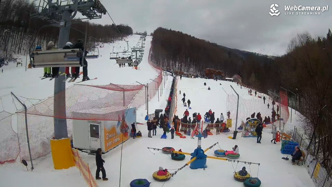 Hotel Stok w Wiśle - widok na tor saneczkowy - 22 luty 2026, 11:20