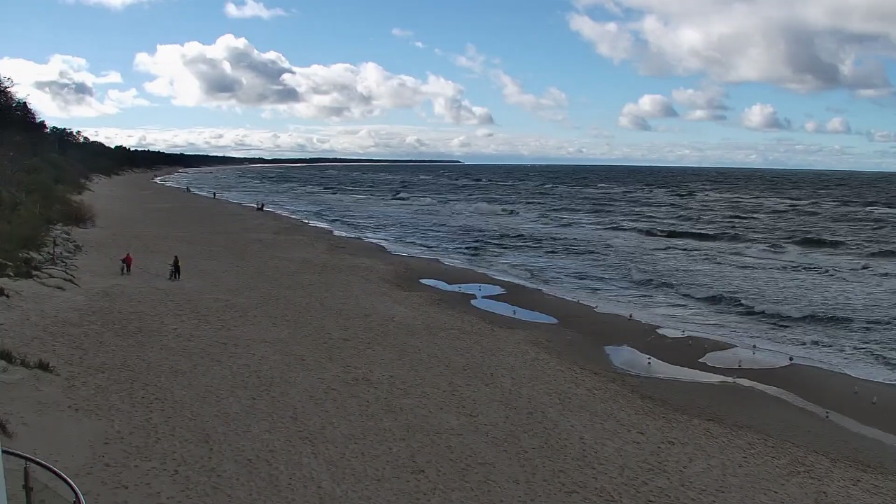 Kołobrzeg - widok na plażę zachodnią - 12 październik 2026, 12:15