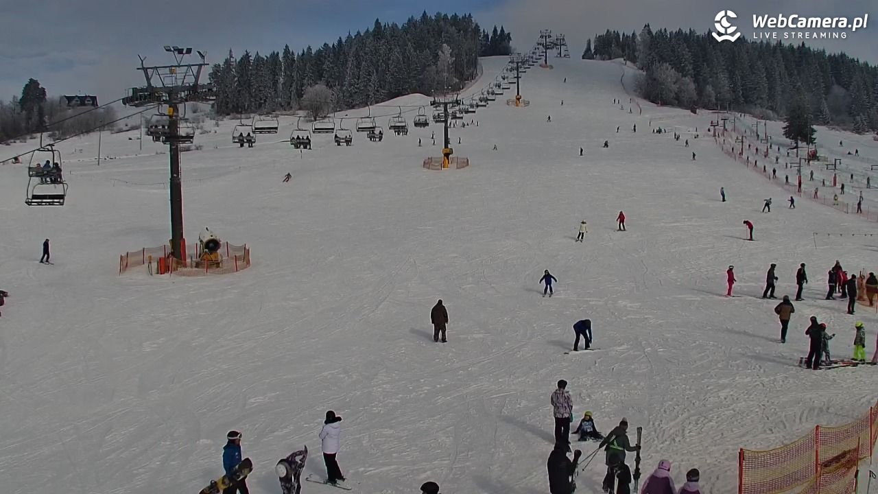 KOZINIEC SKI - widok na kolej i orczyk - 02 luty 2026, 13:08