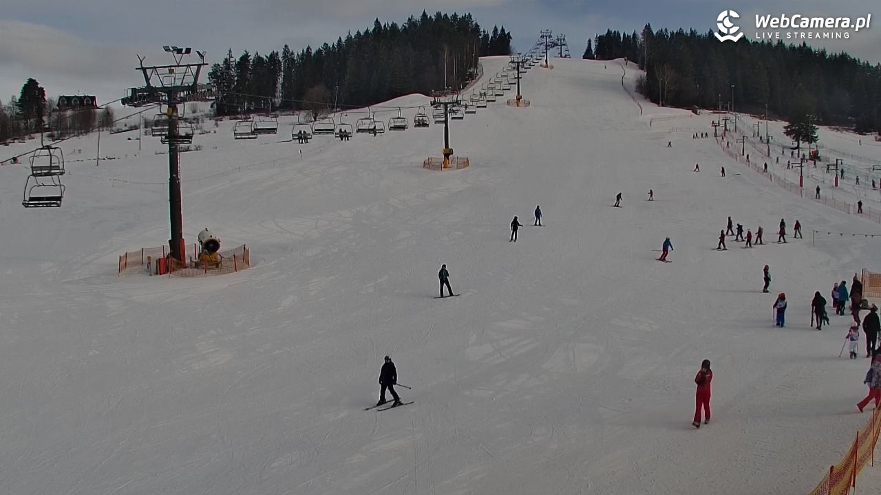 KOZINIEC SKI - widok na kolej i orczyk - 04 luty 2026, 09:48