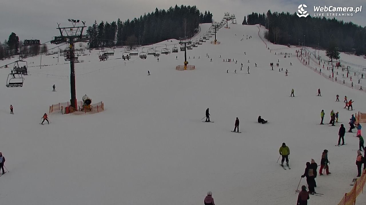 KOZINIEC SKI - widok na kolej i orczyk - 04 luty 2026, 10:58