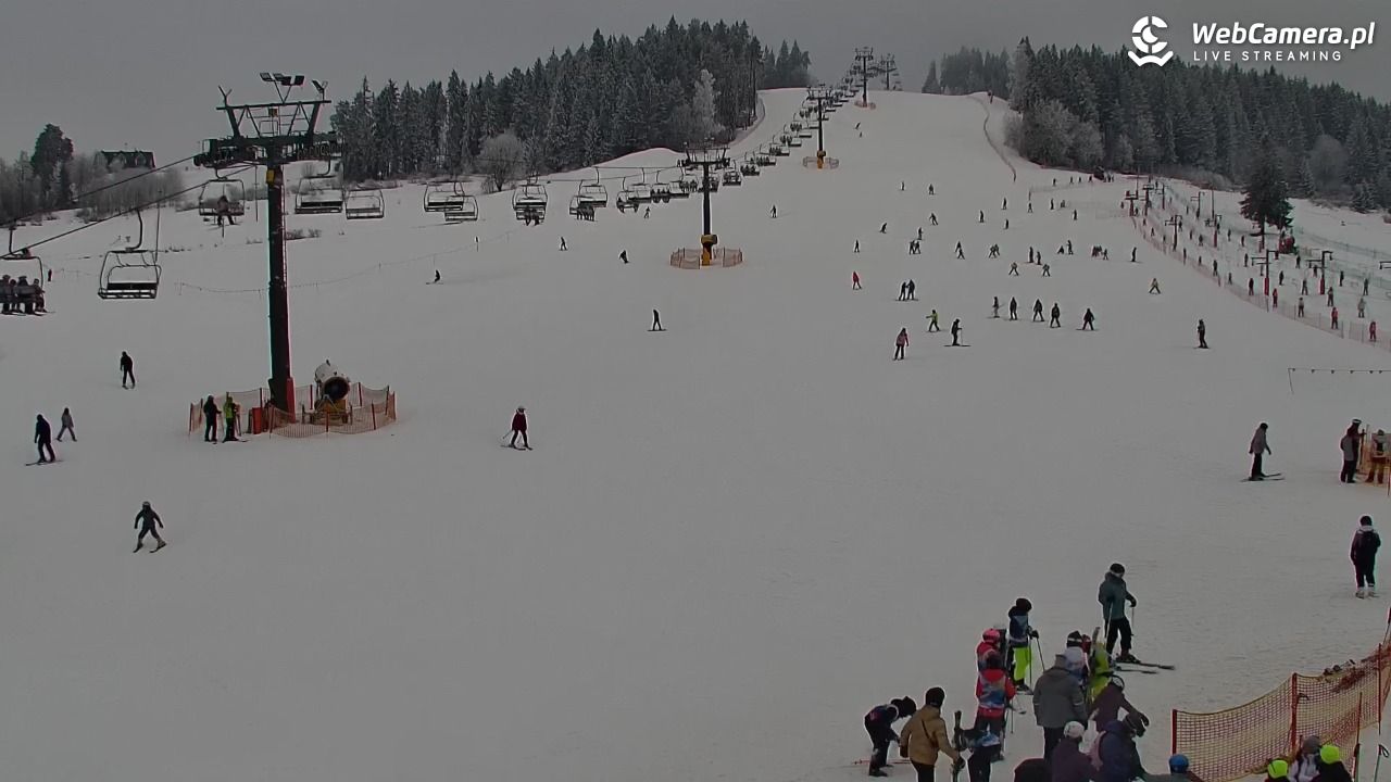 KOZINIEC SKI - widok na kolej i orczyk - 02 luty 2026, 11:35