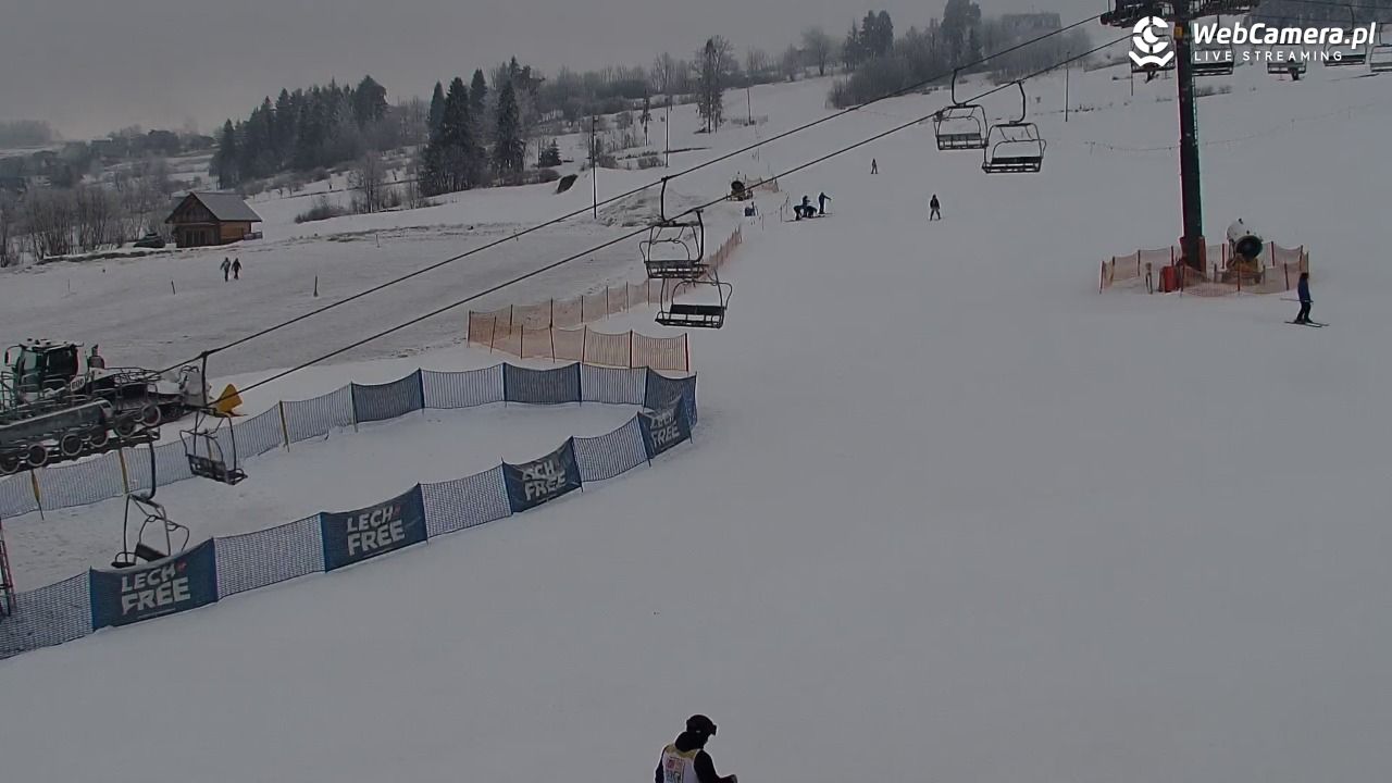 KOZINIEC SKI - widok na kolej i orczyk - 02 luty 2026, 08:56