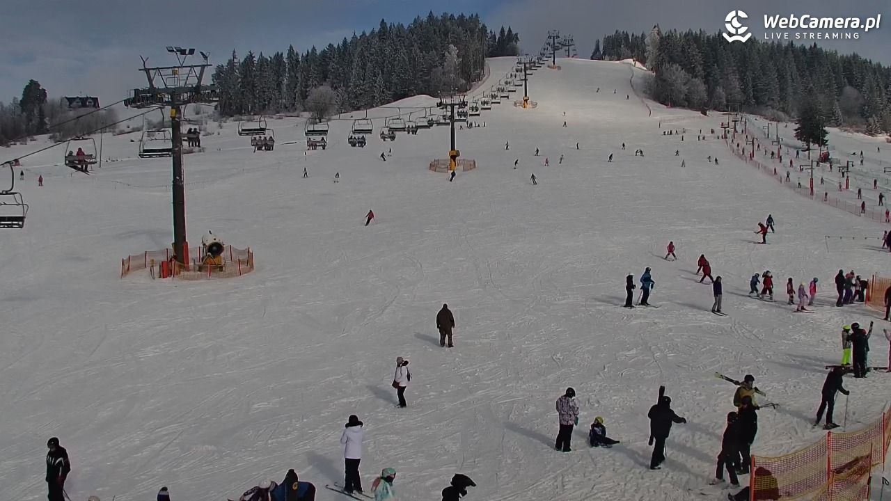 KOZINIEC SKI - widok na kolej i orczyk - 02 luty 2026, 13:08