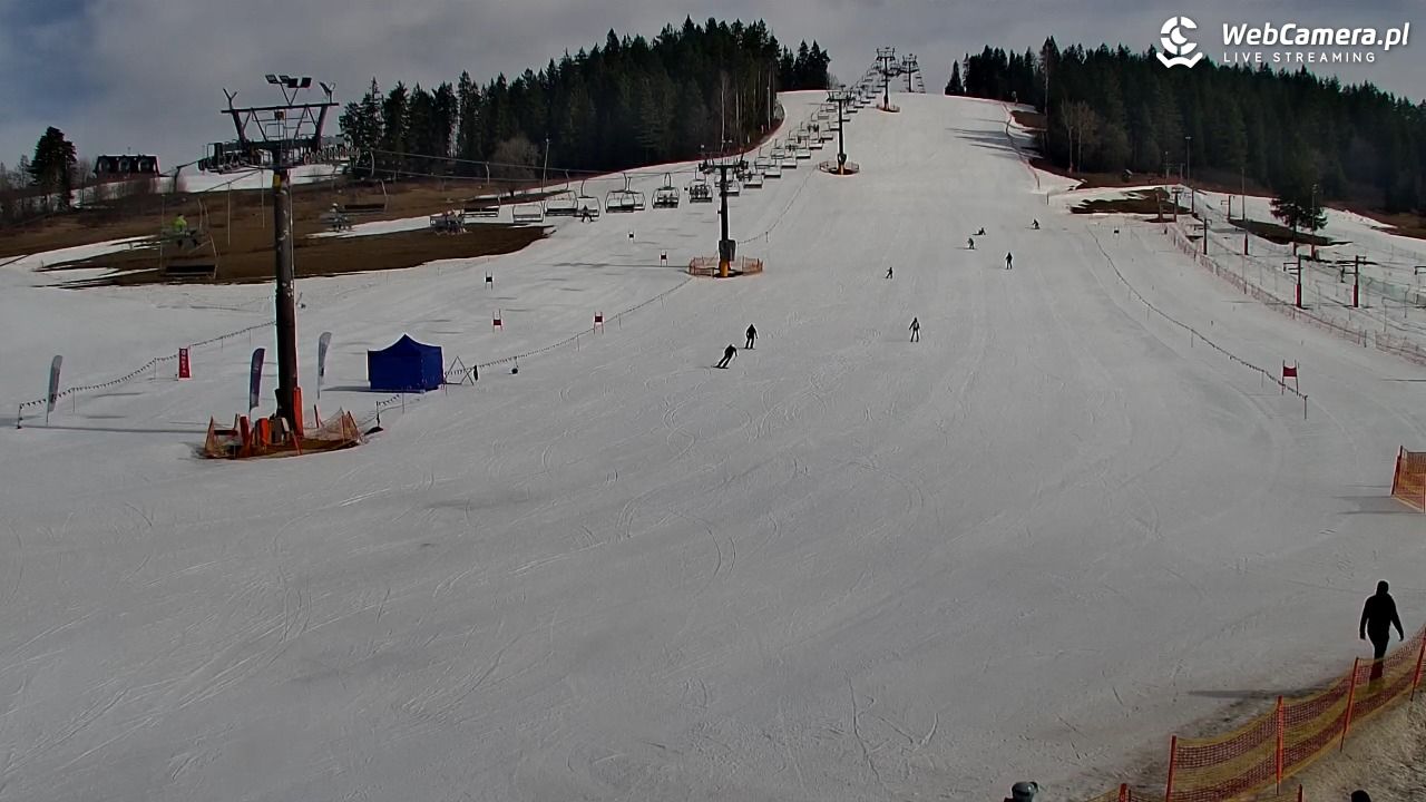 KOZINIEC SKI - widok na kolej i orczyk - 08 marzec 2026, 10:10