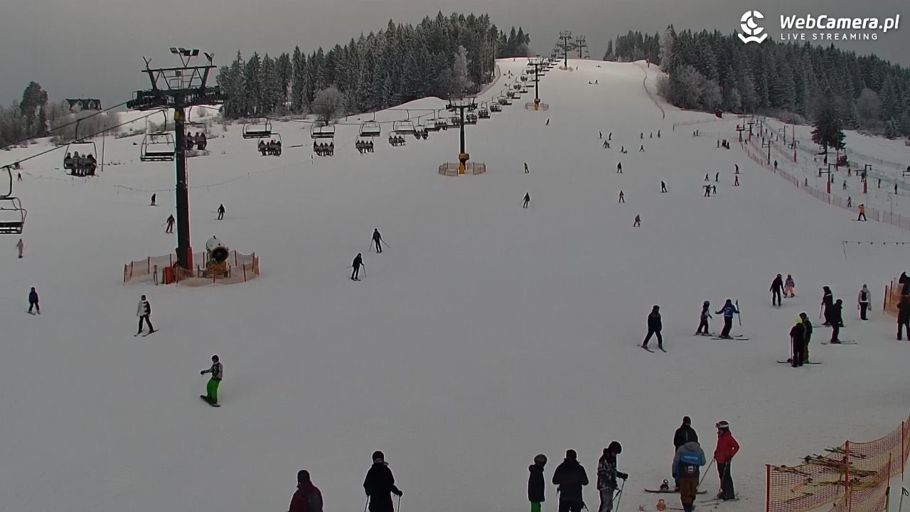 KOZINIEC SKI - widok na kolej i orczyk - 02 luty 2026, 11:57