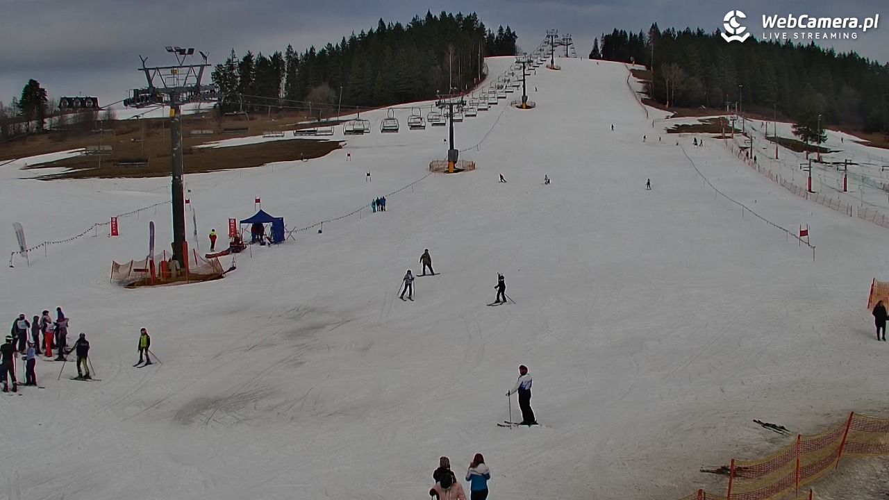 KOZINIEC SKI - widok na kolej i orczyk - 08 marzec 2026, 13:50