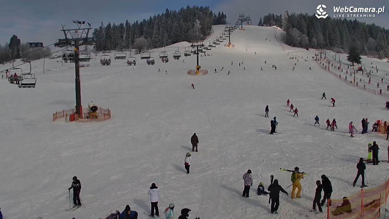 KOZINIEC SKI - widok na kolej i orczyk - 02 luty 2026, 13:08