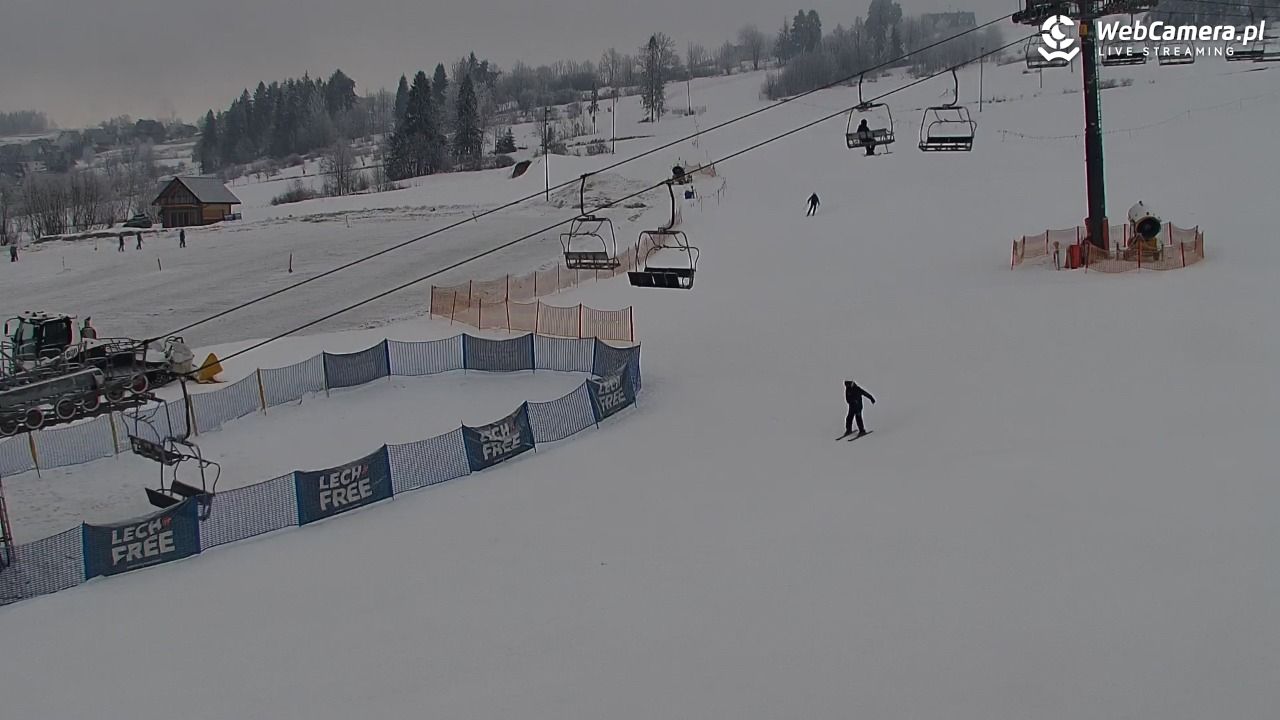 KOZINIEC SKI - widok na kolej i orczyk - 02 luty 2026, 08:54