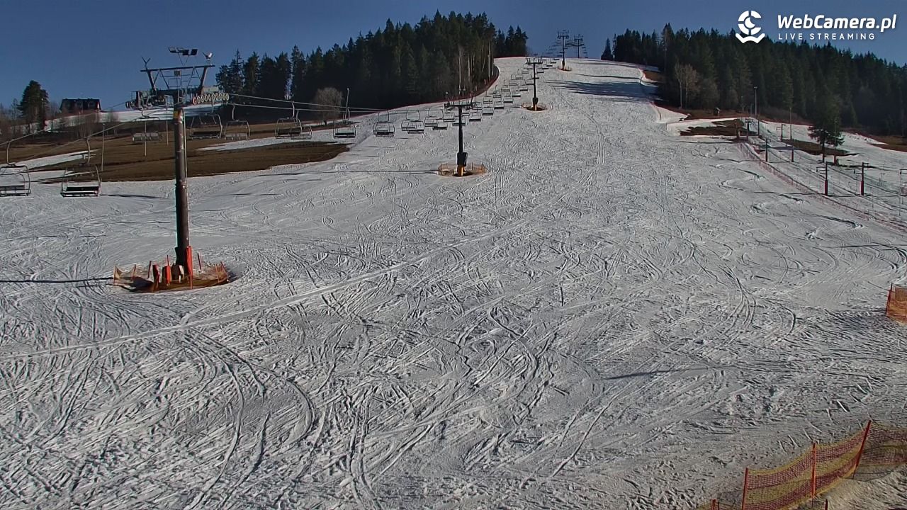 KOZINIEC SKI - widok na kolej i orczyk - 09 marzec 2026, 08:35