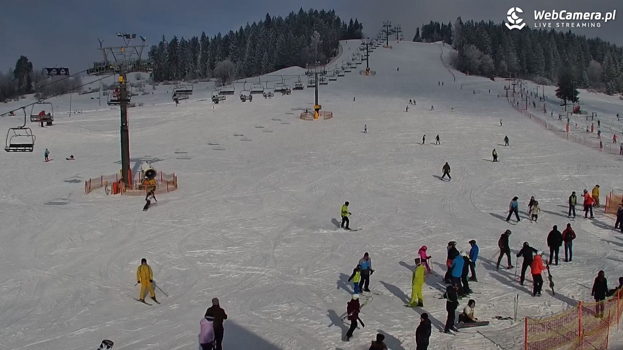 KOZINIEC SKI - widok na kolej i orczyk - 02 luty 2026, 13:53