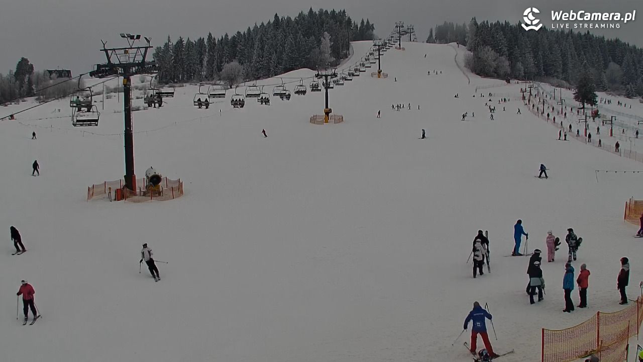 KOZINIEC SKI - widok na kolej i orczyk - 02 luty 2026, 11:06
