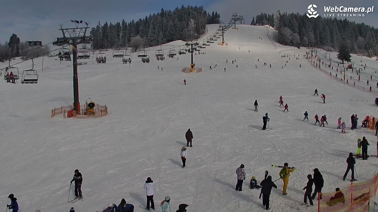 KOZINIEC SKI - widok na kolej i orczyk - 02 luty 2026, 13:08